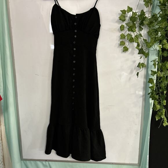 No Boundaries Dresses & Skirts - No Boundaries Women's Small Sleeveless Fitted Black Midi Dress Button Front